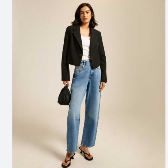 CLUB MONACO cropped Jacquard style black blazer - size 0 - Picture 1 of 11